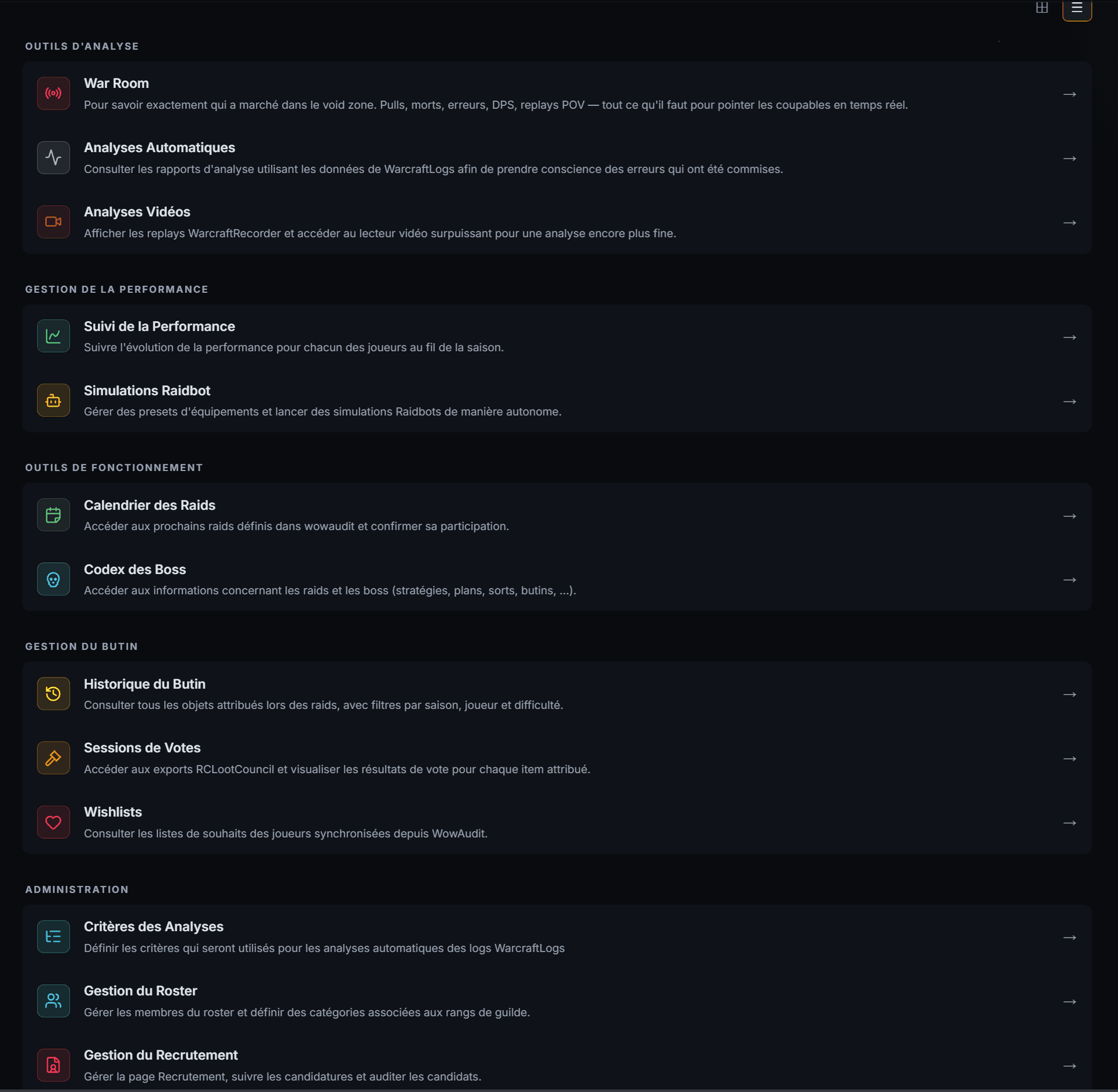 Dashboard principal